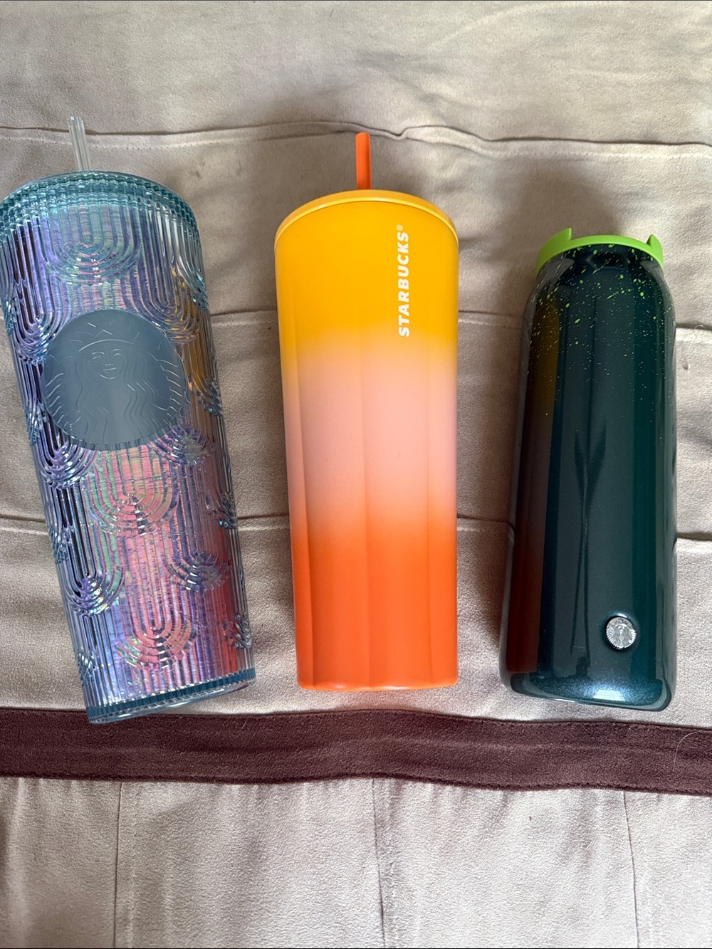 Starbucks Trio Tumbler set. Gradient Yellow to Orange Tumbler with Orange Stra